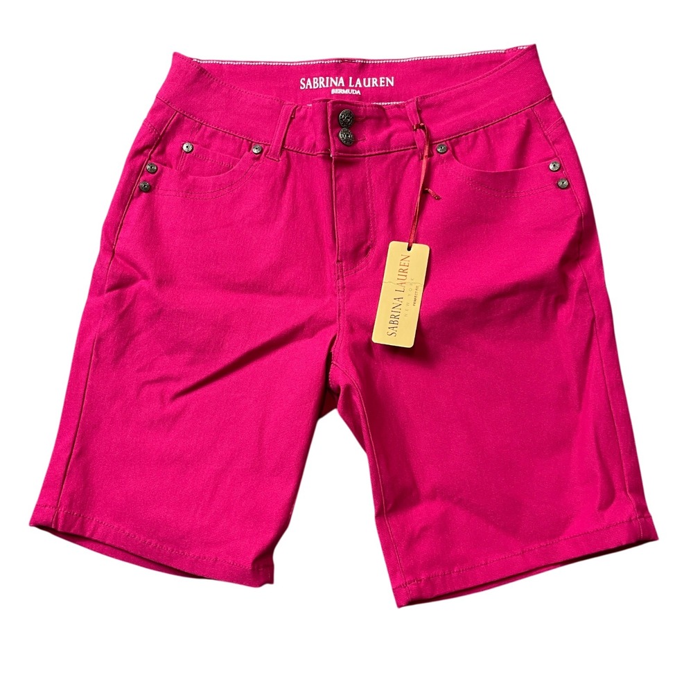 Sabrina Lauren 12 NEW Bermuda Shorts Perfect Fit Rayon Blend Fuchsia